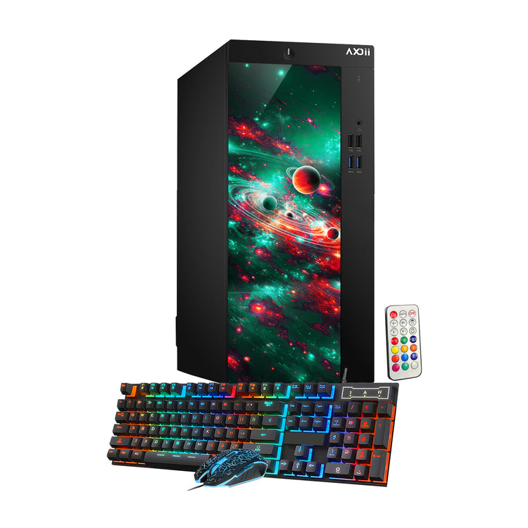 AXOII COSMOS RGB Gaming Desktop Computer PC, Intel Core I5/I7  Processor, Graphics Card - RX 550 / GTX 1050 / GTX 1650 / RTX 3050, 32GB DDR4 RAM, 1TB NVMe SSD, Wi-Fi, Bluetooth - Windows11 Pro