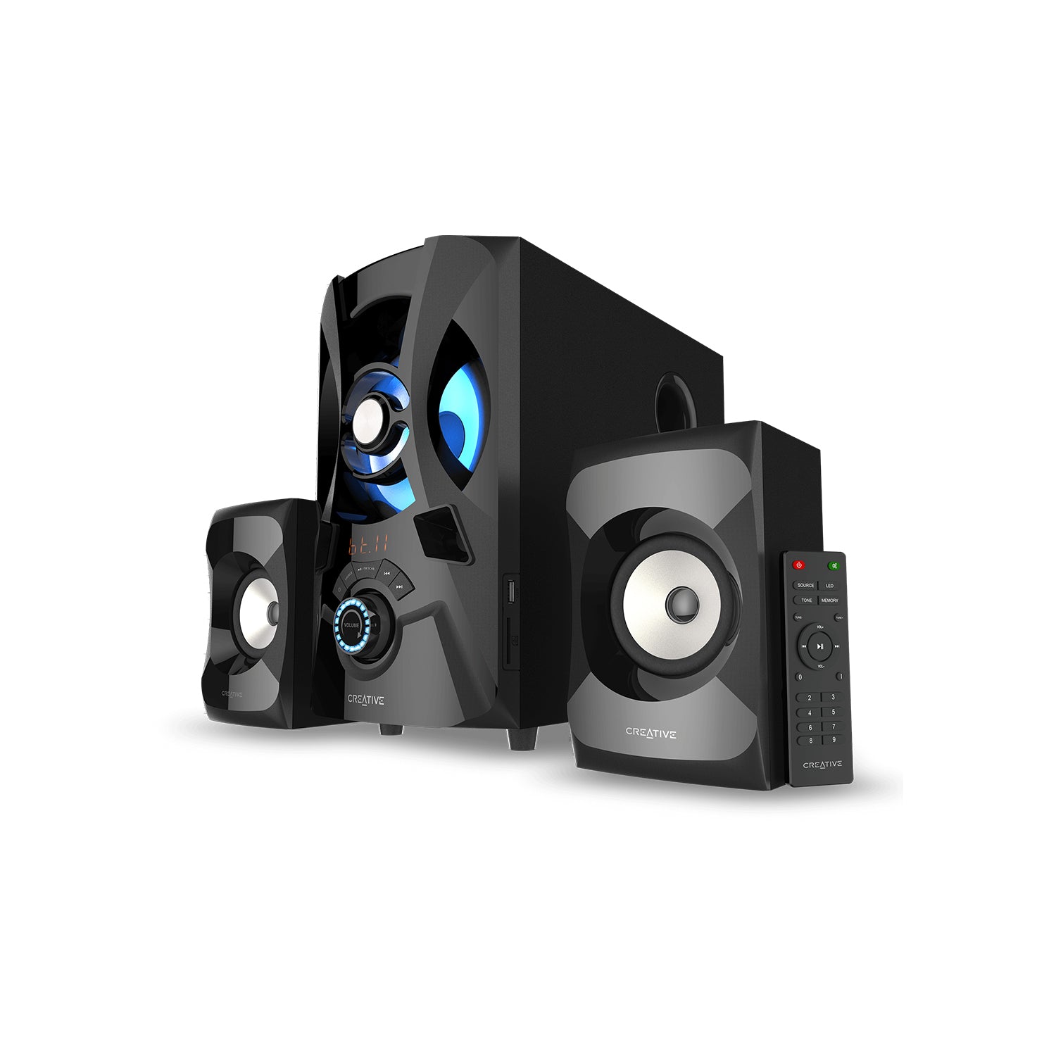 Creative SBS E2900 - 2.1 Powerful Bluetooth Speaker System With Subwoofer For TVs and Computers, Backlit LED - Black (51MF0490AA002)
