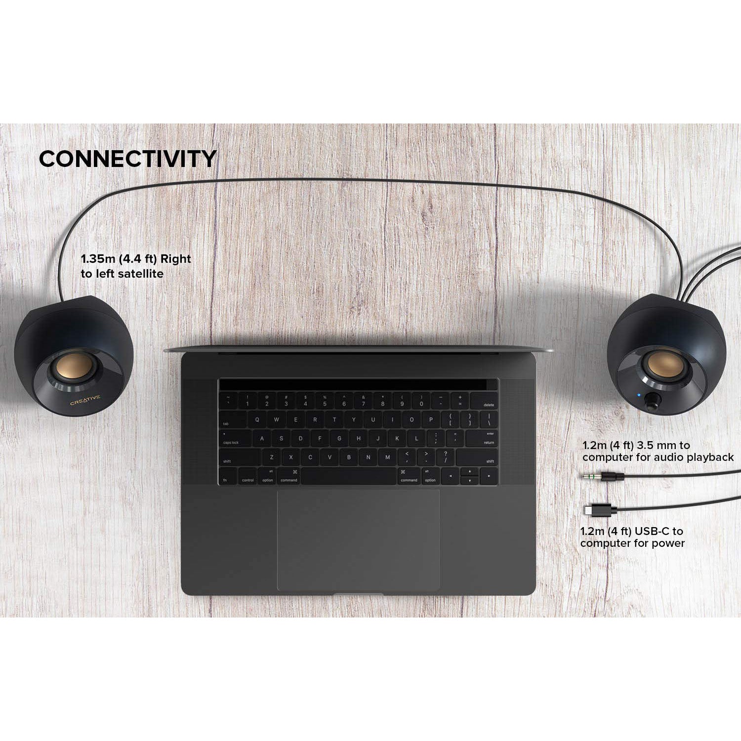 Creative Labs Pebble V2 - USB Type-C, 3.5mmm jack, Powered Desktop Speakers for Windows, Mac, Nintendo switch - Black (51MF1695AA000)