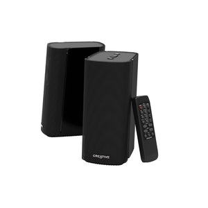 Creative T100 - 2.0 Compact Hi-Fi Desktop Speakers For Computers and Laptops, AUX-in port With Wireless Bluetooth 5.0 - Black (51MF1690AA002)