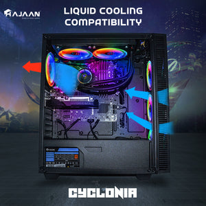 Liquid Cooled CYCLONIA Gaming Pc | 13th Gen Intel Core i7-13700F 16-Core Processor | GeForce RTX 3050/3060/4060/4060Ti/4070 Graphics | 32GB DDR4 RAM | 2TB NVMe SSD | 11AC Wi-Fi | Windows 11 Pro