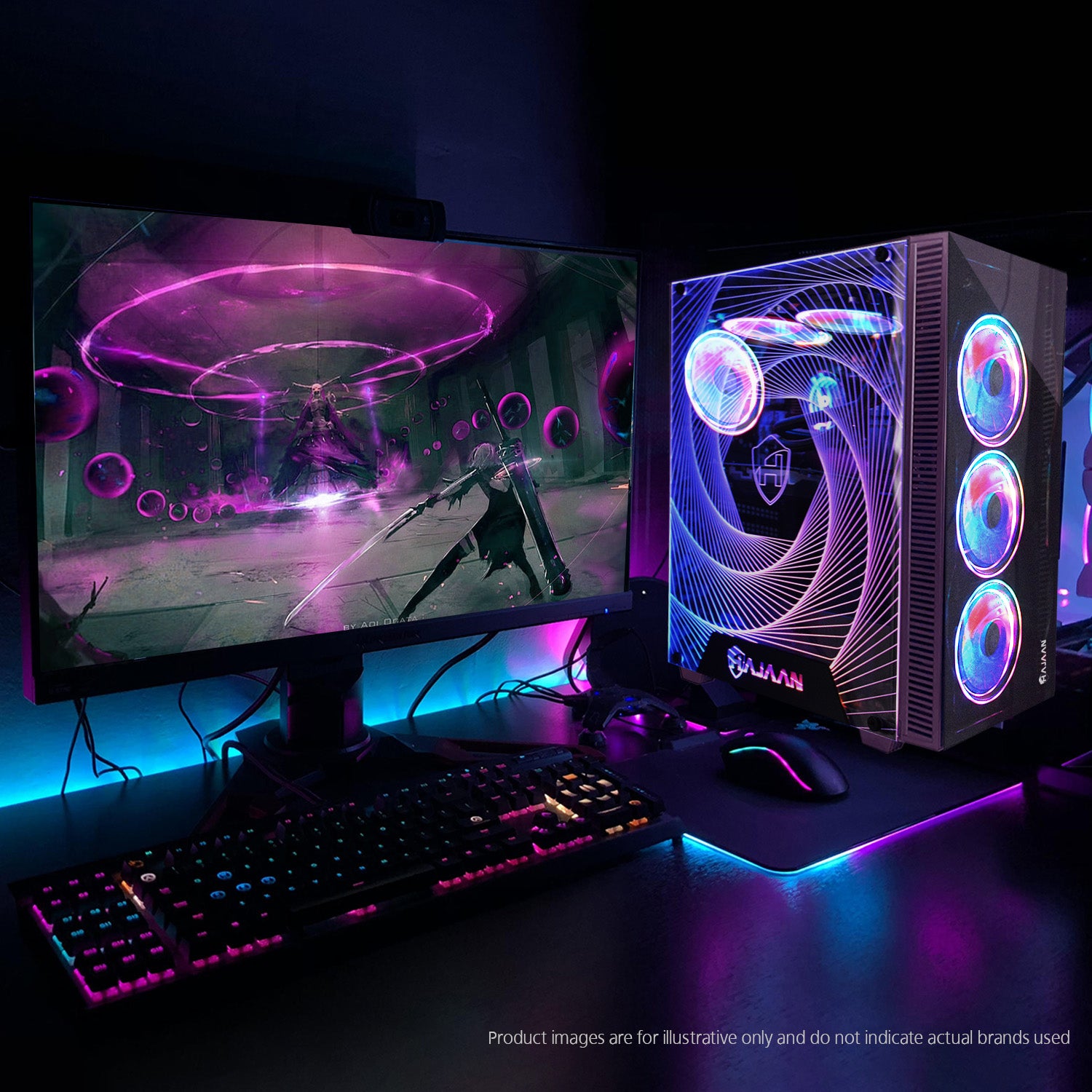 HAJAAN Liquid Cooled Gaming PC Desktop, Intel Core i9-14900K up to 6.0GHz, GeForce RTX 4070 / Super 12GB GDDR6, 32GB - 64GB DDR5 RAM,1TB - 2TB NVMe SSD, WiFi Ready & Windows 11 Pro, 1 Year Warranty