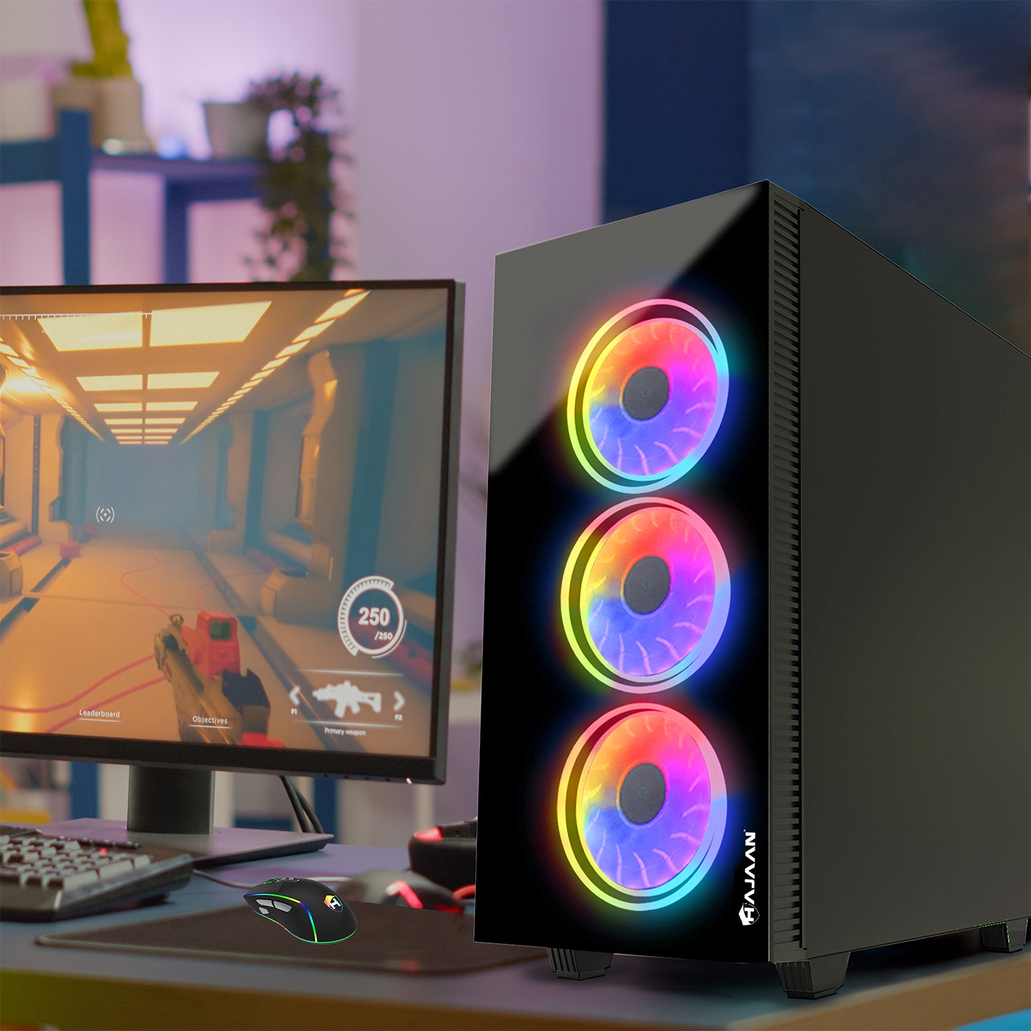 HAJAAN Gaming PC | 32” Inch Curved Gaming Monitor | Intel Core i7 Processor | GeForce RTX 4060 | Wi-Fi Ready | Windows 11 Pro
