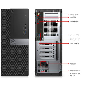 Dell OptiPlex Tower Business Desktop Computer PC| Intel Core i5 up to 3.60 GHz| 16GB - 32GB DDR4 RAM| 256GB -2TB SSD| Windows 10 Pro| HDMI, WIFI, Bluetooth - Refurbished