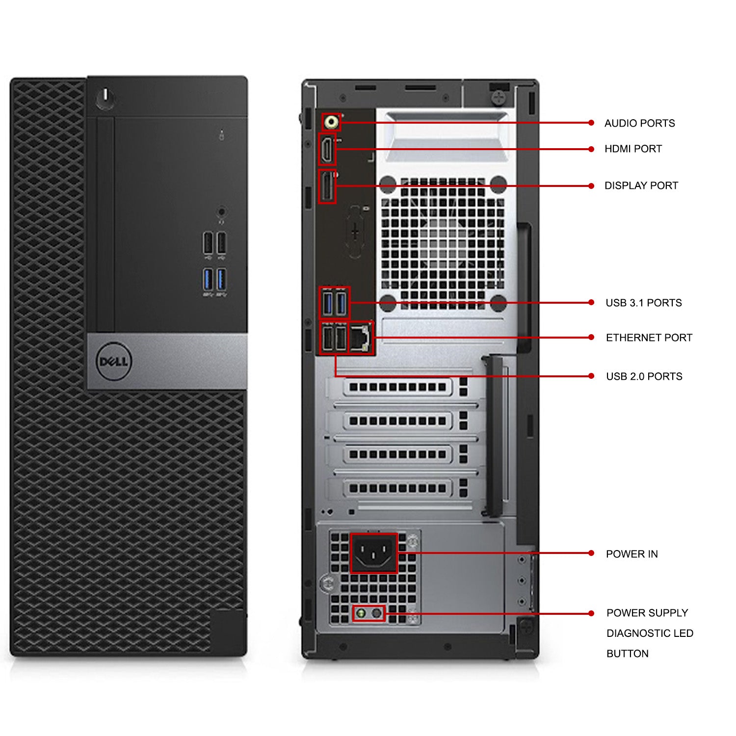 Dell OptiPlex Tower Business Desktop Computer PC, Intel Core i7 up to 4.00 GHz, 16GB - 32GB DDR4 RAM, 256GB -2TB SSD, Windows 10 Pro, HDMI, WIFI, Bluetooth - Refurbished