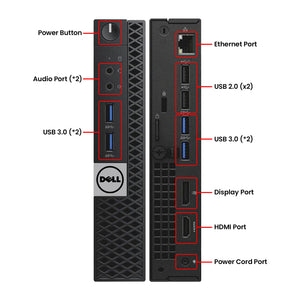 Dell OptiPlex 3040 Tiny Desktop PC, Intel Core i5 - 6th Gen Up to 3.10GHz Processor, 16GB - 32GB DDR4 RAM, 256GB - 1TB SSD, Windows 10 Pro, Keyboard & Mouse - Refurbished