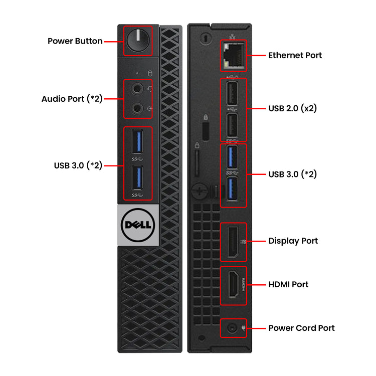 Dell OptiPlex 3040 Tiny Desktop PC, Intel Core i5 - 6th Gen Up to 3.10GHz Processor, 16GB - 32GB DDR4 RAM, 256GB - 1TB SSD, Windows 10 Pro, Keyboard & Mouse - Refurbished
