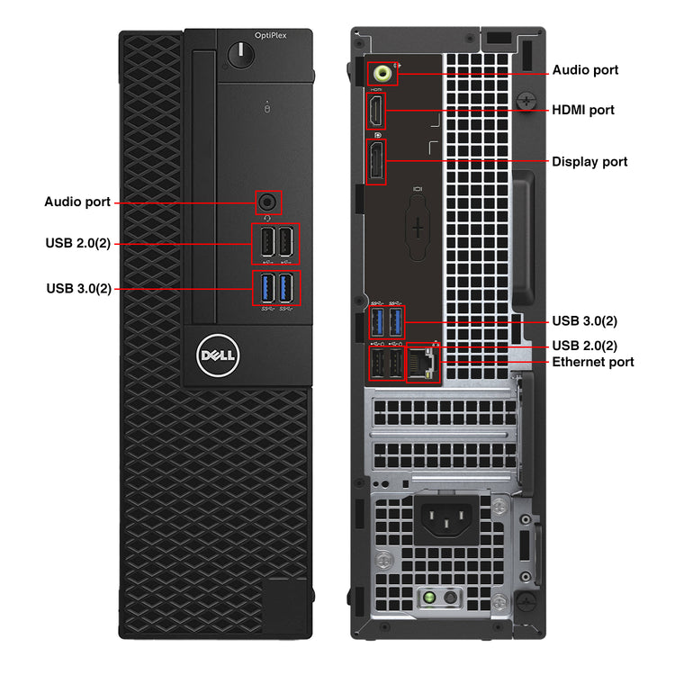 Dell Computer OptiPlex SFF Desktop PC| Intel Core i5 up to 3.60 GHz Processor| 8GB - 32GB DDR4 RAM| 512GB - 2TB SSD| Windows 10 Pro| New 24 - 27 inch FHD Monitor| HDMI| WIFI - Refurbished