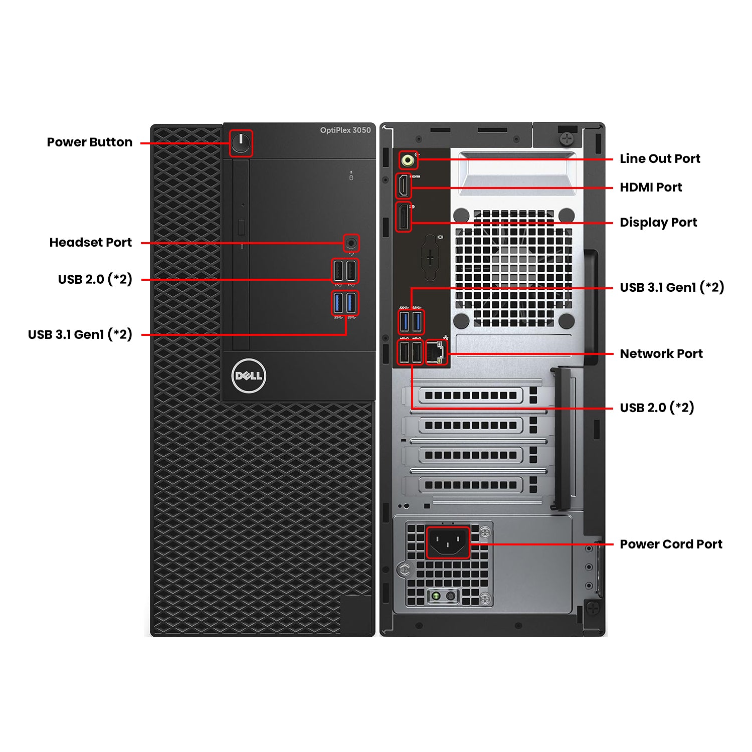 Dell OptiPlex 3050 Tower Business Desktop PC, Intel Core i5/i7 - 7th Gen Processor, 16GB - 32GB DDR4 RAM, 512GB - 2TB SSD, Windows 10 Pro, Keyboard and Mouse - Refurbished