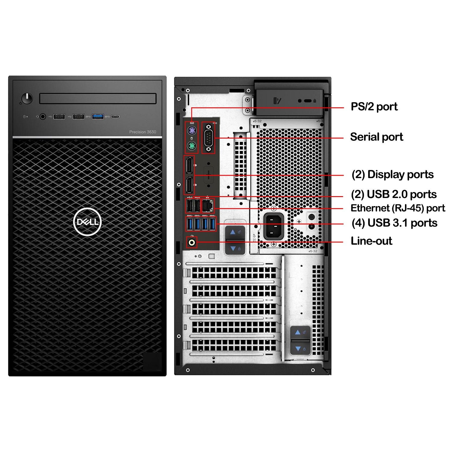 Dell Precision 3630 Tower Desktop Computer PC, Intel i5/ i7 - 9th Gen Processor, 16GB - 32GB DDR4 RAM, 512GB - 2TB SSD, Windows 11 Pro, RGB Keyboard and Mouse, WiFi - Refurbished