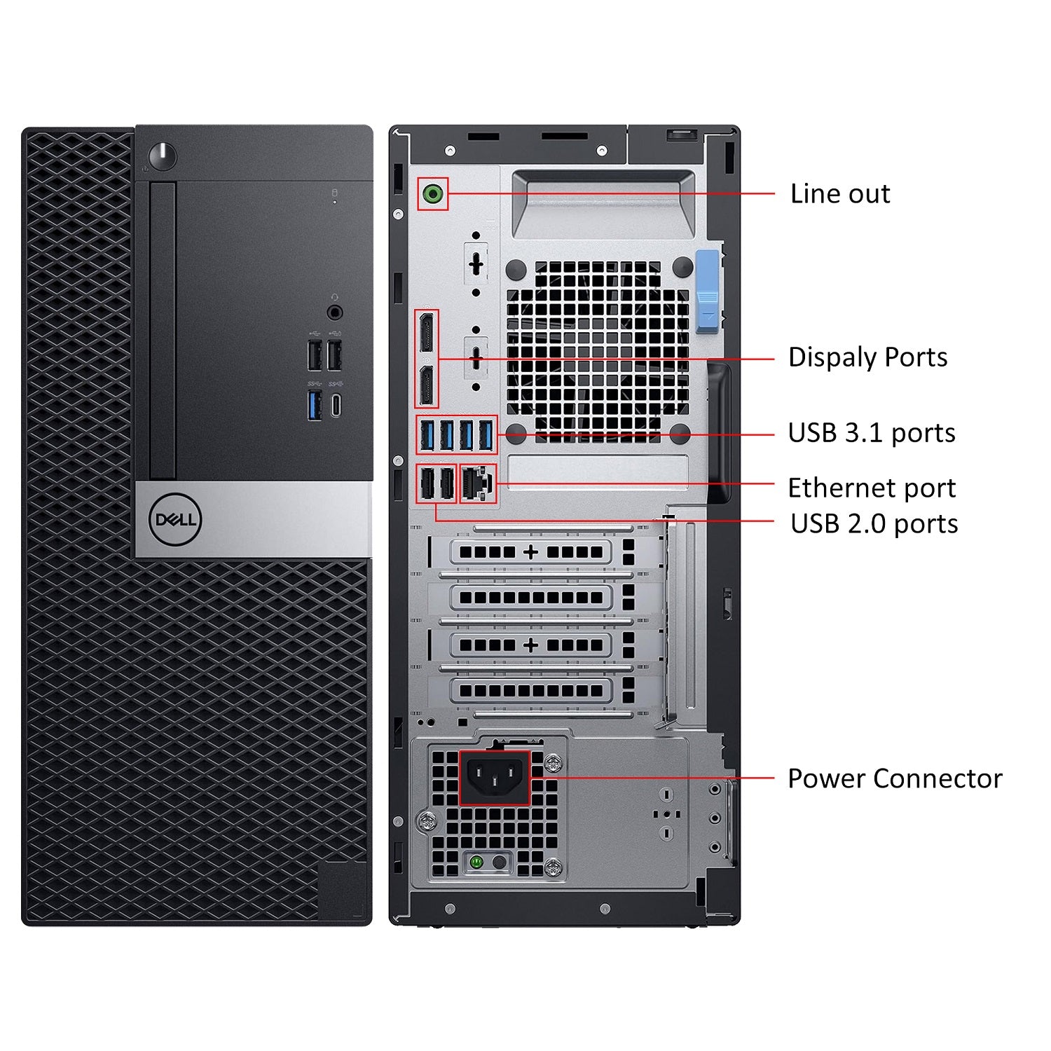 Gaming PC Dell OptiPlex Tower Windows 11 Pro Computer - GeForce RTX 3050 6GB (Intel Hexa-Core i5/ i7 CPU/ 16GB - 32GB DDR4 RAM/ 512GB - 2TB NVMe SSD/ RGB Gaming Keyboard) - Refurbished