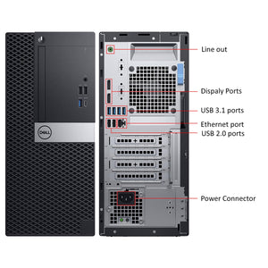 Gaming PC Dell OptiPlex Tower Windows 11 Pro Computer - GeForce RTX 3050 6GB (Intel Hexa-Core i5/ i7 CPU/ 16GB - 32GB DDR4 RAM/ 512GB - 2TB NVMe SSD/ RGB Gaming Keyboard) - Refurbished