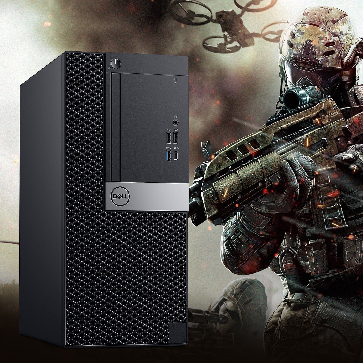 Gaming PC Dell OptiPlex Tower Windows 11 Pro Computer - GeForce RTX 3050 6GB (Intel Hexa-Core i5/ i7 CPU/ 16GB - 32GB DDR4 RAM/ 512GB - 2TB NVMe SSD/ RGB Gaming Keyboard) - Refurbished