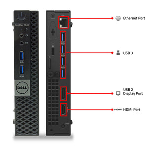 Dell Optiplex 7040 Micro Desktop Computer PC, Intel Quad Core i5 6500T Up to 2.5Ghz, 16GB - 32GB DDR4 RAM, 512GB - 2TB SSD, Wi-Fi, HDMI, DP Windows 10 Pro - Refurbished