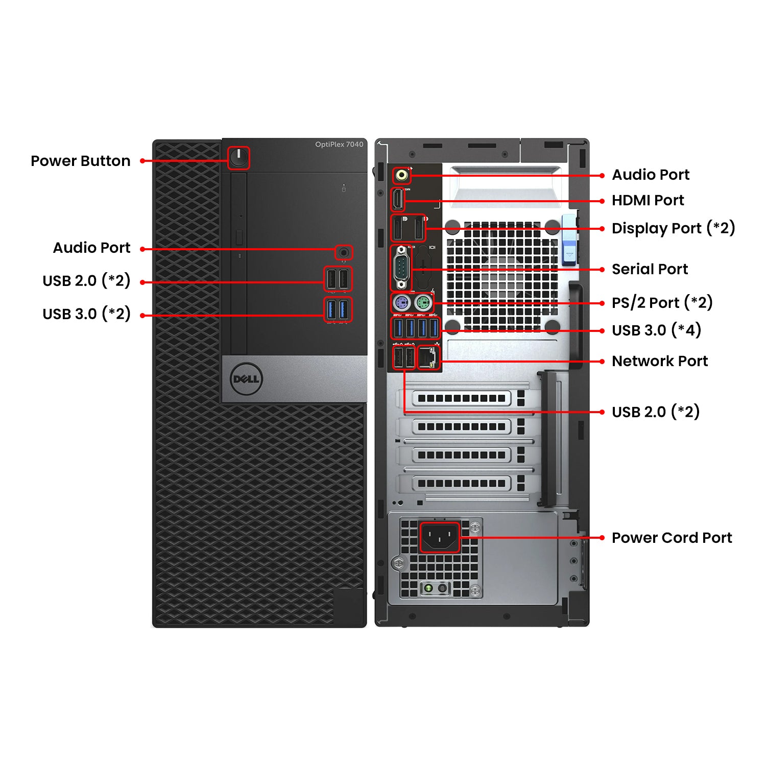 Dell OptiPlex 7040 Mini Tower Business Desktop PC, Intel Core i5/i7 - 6th Gen Processor, 16GB - 32GB DDR4 RAM, 512GB - 2TB SSD, Windows 10 Pro, Keyboard and Mouse - Refurbished