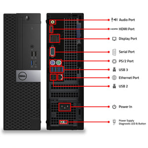 Dell OptiPlex 7050 SFF Desktop PC - Intel Core i5 - 6th Gen Up to 3.60 GHz Processor, 16GB DDR4 RAM, 512GB - 1TB SSD, Windows 10 Pro, New 24/27 inch FHD Monitor, RGB Speaker / SoundBar / Headset - Refurbished