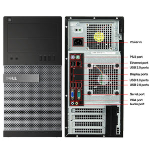Dell OptiPlex 9020 Tower Business Desktop Computer PC | Intel Core i5 up to 3.60 GHz | 8GB - 32GB RAM | 256GB - 1TB SSD | Windows 10 Pro | Wired Keyboard and Mouse | WIFI - Refurbished