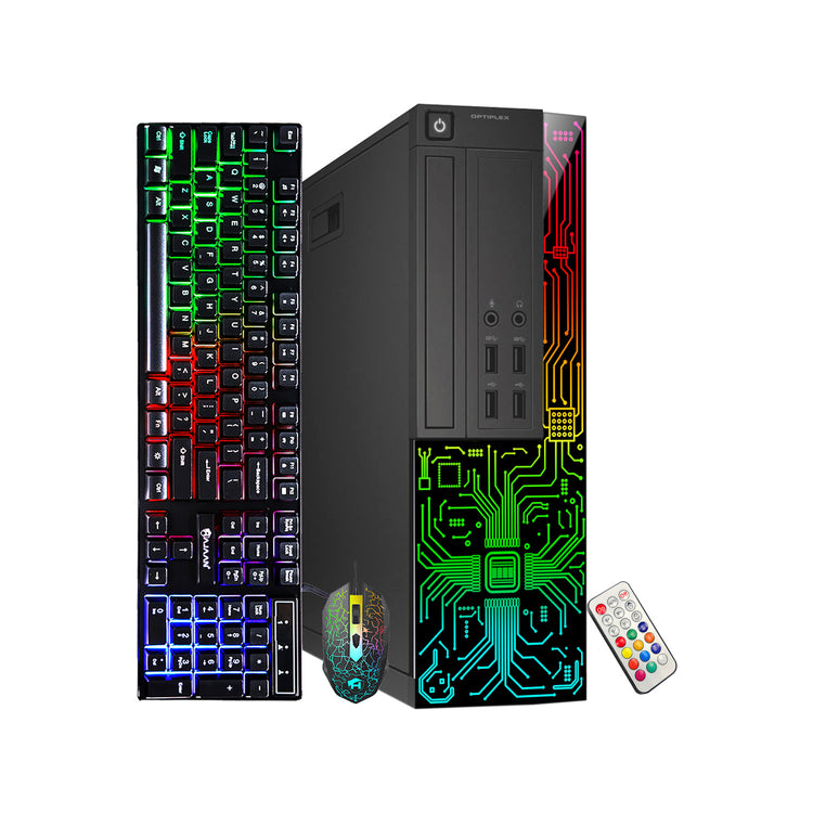 Dell OptiPlex Gaming Desktop Computer with Customized RGB Lights Intel i7 Quad-Core Processor 16GB RAM 512GB -1TB SSD Win 10 Pro WIFI, Gaming PC Keyboard & Mouse - Refurbished