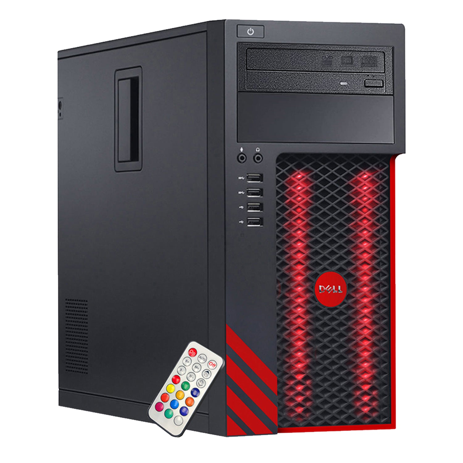 Gaming PC Dell Precision Tower Computer with RGB Lights | Intel Quad Core i5-6500/ i7-6700 | 16GB RAM - 512GB/ 1TB SSD | GT 1030/GTX1050Ti/RX550/GTX1650 | Wi-Fi | Windows 10 - Refurbished