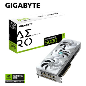 GIGABYTE GeForce RTX 5080 AERO OC SFF Graphics Card - 16GB GDDR7, WindForce Cooling System With HAWK Fan, 256-Bit Memory, 3x Display Port / HDMI - (GV-N5080AERO OC-16GD)