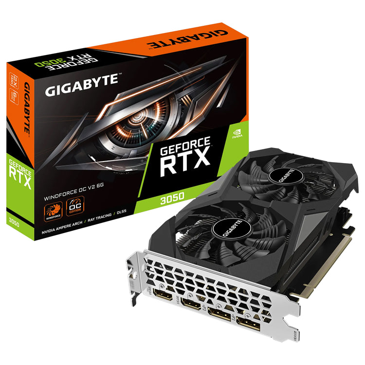 GIGABYTE GeForce RTX 3050 WindForce 0C V2 6G Graphics Card - 6GB GDDR6, PCL Express 4.0 Video Card, HDMI / Display Port - (GV-N3050WF2OCV2-6GD)