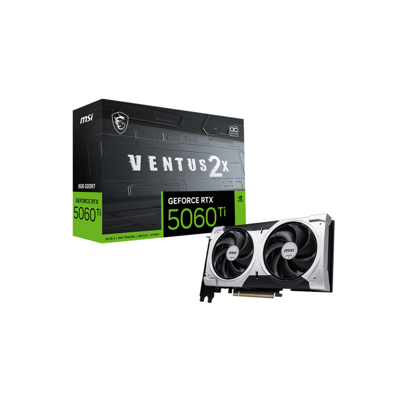 MSI GeForce RTX 5060 Ti 8G VENTUS 2X OC PLUS Graphics Card, 8GB GDDR7, 128-Bit Memory, Dual-Fan Thermal Design With StormForce Fan, Display Port / HDMI - (G506T-8V2CP)