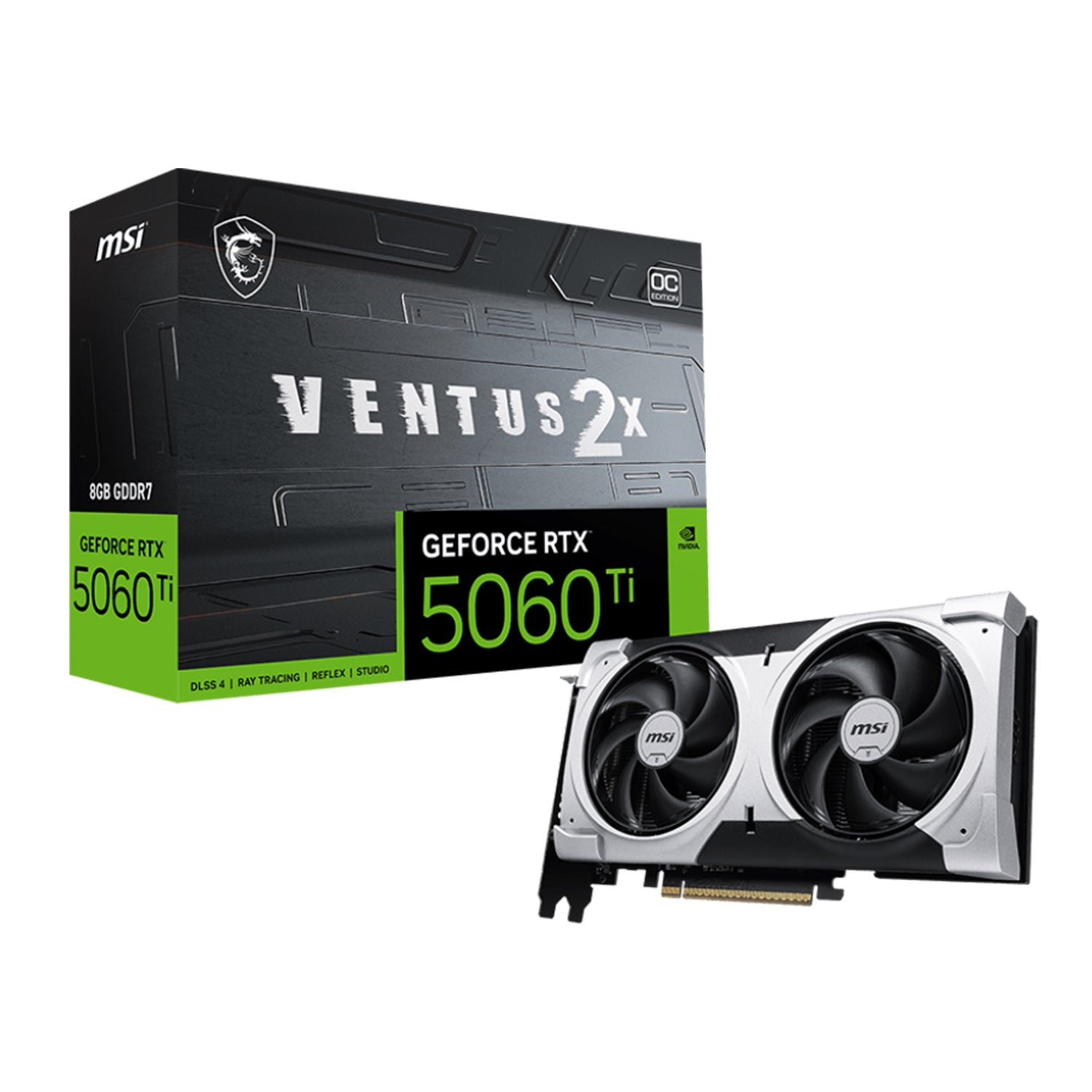 MSI GeForce RTX 5060 Ti 8G VENTUS 2X OC PLUS Graphics Card, 8GB GDDR7, 128-Bit Memory, Dual-Fan Thermal Design With StormForce Fan, Display Port / HDMI - (G506T-8V2CP)