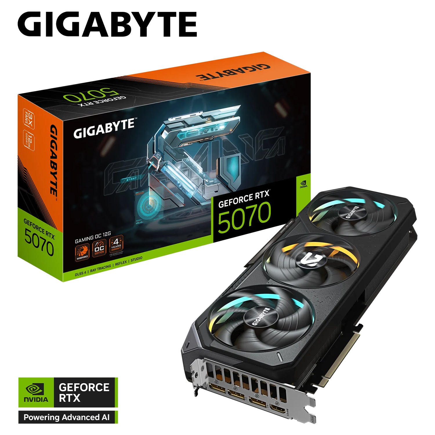 GIGABYTE GeForce RTX 5070 GAMING OC Graphics Card - 12GB GDDR7, 192-Bit Memory, WindForce Cooling System With HAWK Fan, 3 xDisplayPort / HDMI - (GV-N5070GAMING OC-12GD)