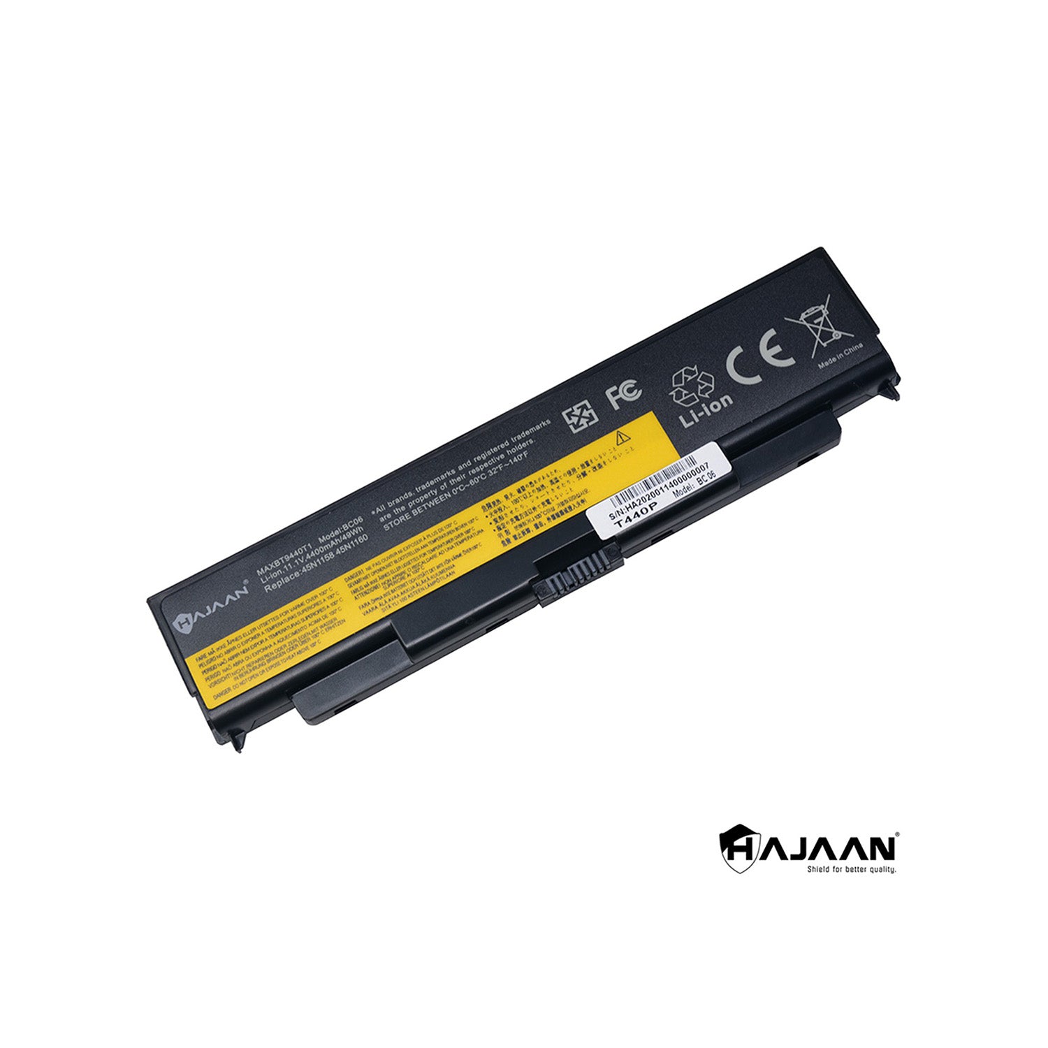 HAJAAN Brand New Replacement Laptop Battery for Lenovo ThinkPad T440P T540P W540 L440 L540 45N1158, 45N1159 ( Li-ion 5200mAh/ 58Wh, 6-Cells,11.1 V), 1 Year Warranty