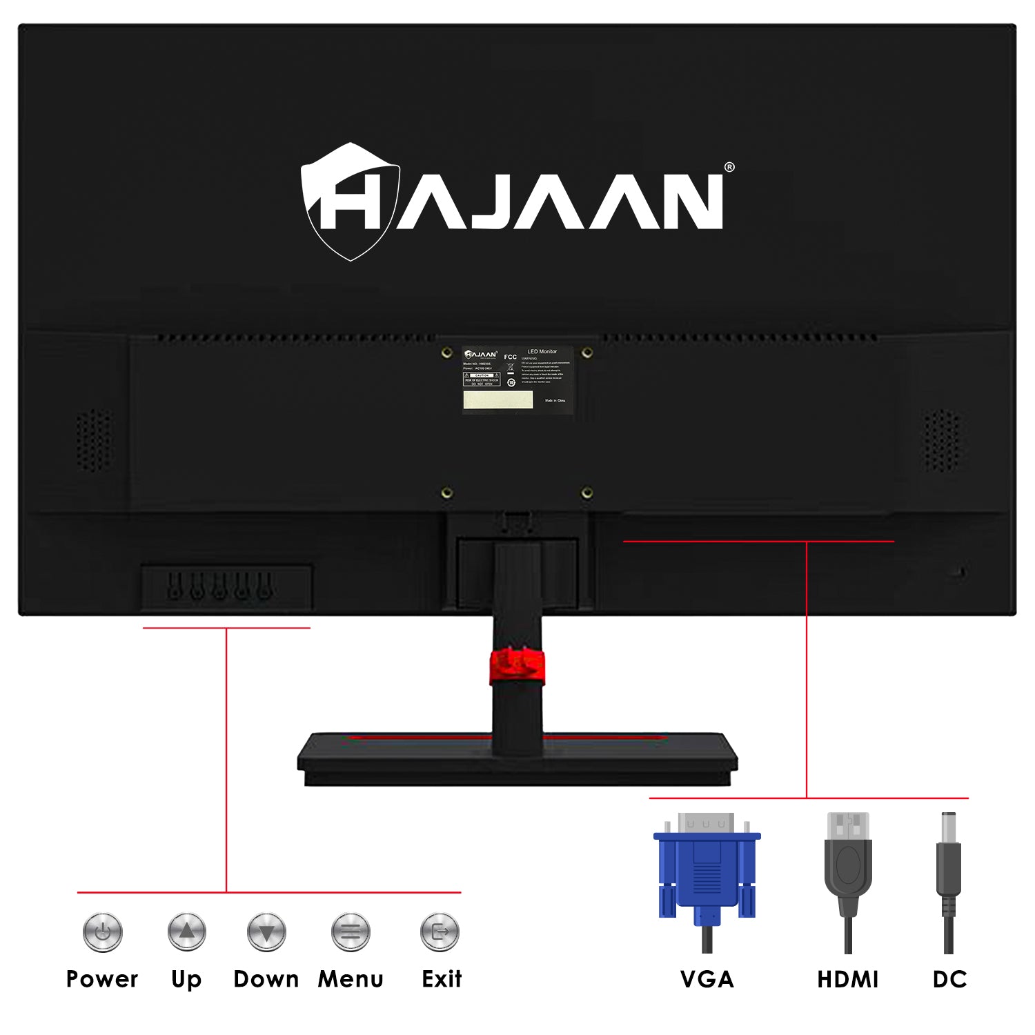 HAJAAN 22” Inch FHD Computer Monitor with Built-in Phone Holder, 75 Refresh Rate, Best for Office & Home, Ergonomic Tilt HDMI, VGA Ports WLED Monitor, FreeSync, Flicker- Free, VESA Mountable (HM220S) - NEW