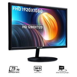 HAJAAN 22” Inch FHD (1920x1080) Computer Monitor, 75 Refresh Rate, Best for Office & Home, Ergonomic Tilt HDMI, VGA Ports LED Monitor for PC, VESA Mountable, Black (HM220)- NEW