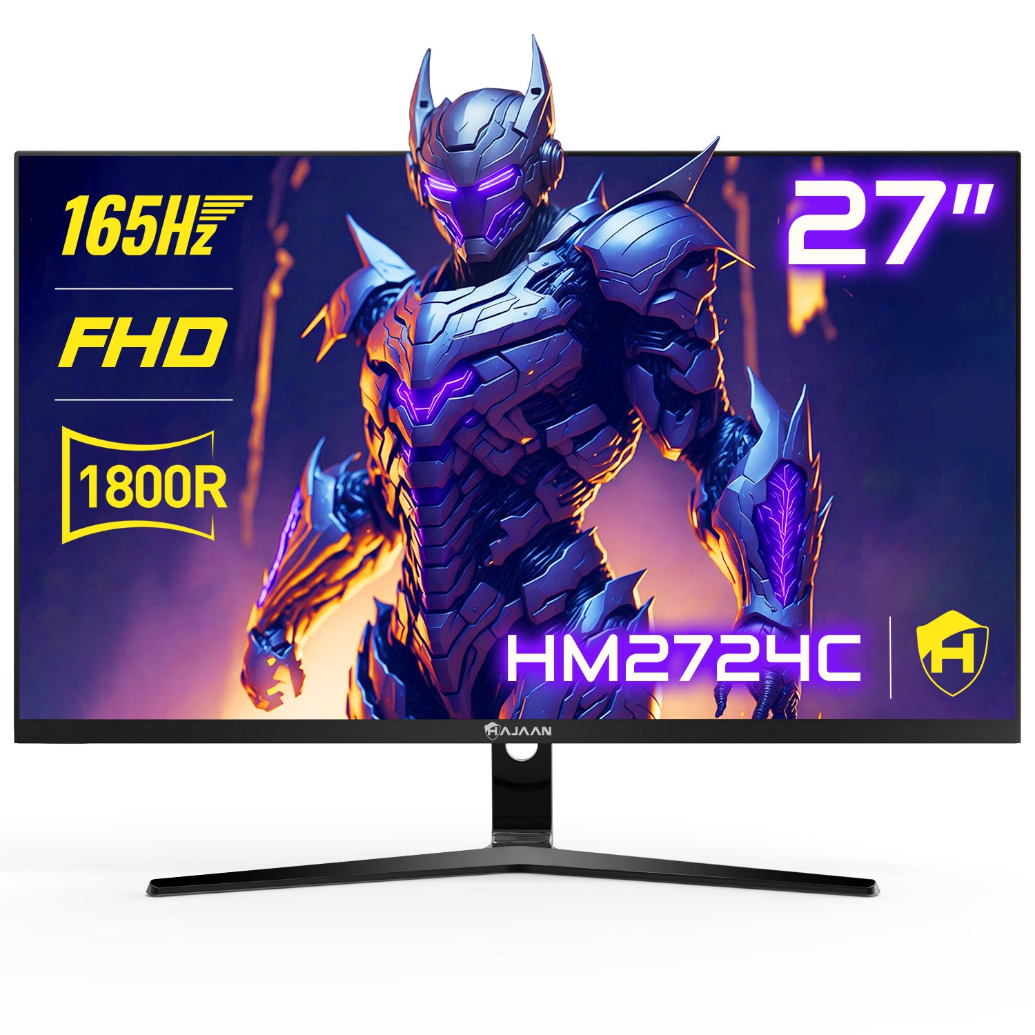 HAJAAN 27” Inch FHD Curved Gaming Monitor with RGB Backlight 165Hz Refresh Rate | VA Panel, Wall Mountable | HDMI, DP, USB (HM2724C)