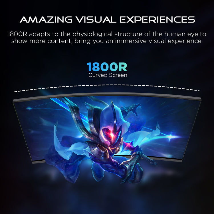 HAJAAN 27” Inch FHD Curved Gaming Monitor with RGB Backlight 165Hz Refresh Rate | VA Panel, Wall Mountable | HDMI, DP, USB (HM2724C)