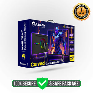 HAJAAN 27” Inch FHD Curved Gaming Monitor with RGB Backlight 165Hz Refresh Rate | VA Panel, Wall Mountable | HDMI, DP, USB (HM2724C)