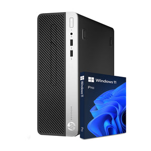 Desktop PC HP ProDesk 400 G5 SFF Business Computer (Intel Core i3 8th Gen Processor/ 8GB - 32GB RAM/ 256GB - 1TB SSD/ Windows 11 Pro) Wireless Keyboard and Mouse - Refurbished