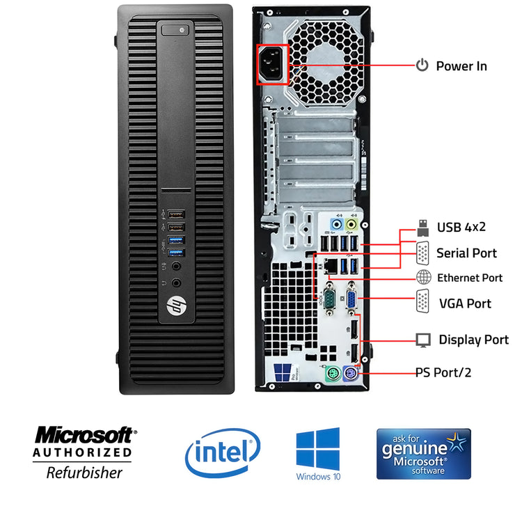 HP EliteDesk 800 G2 SFF Desktop Computer PC - Intel Core i5- 6500 Processor up to 3.60 GHz 8GB - 32GB DDR4 RAM 256GB - 2TB SSD | VGA, Display Port, Windows 10 Professional - Refurbished