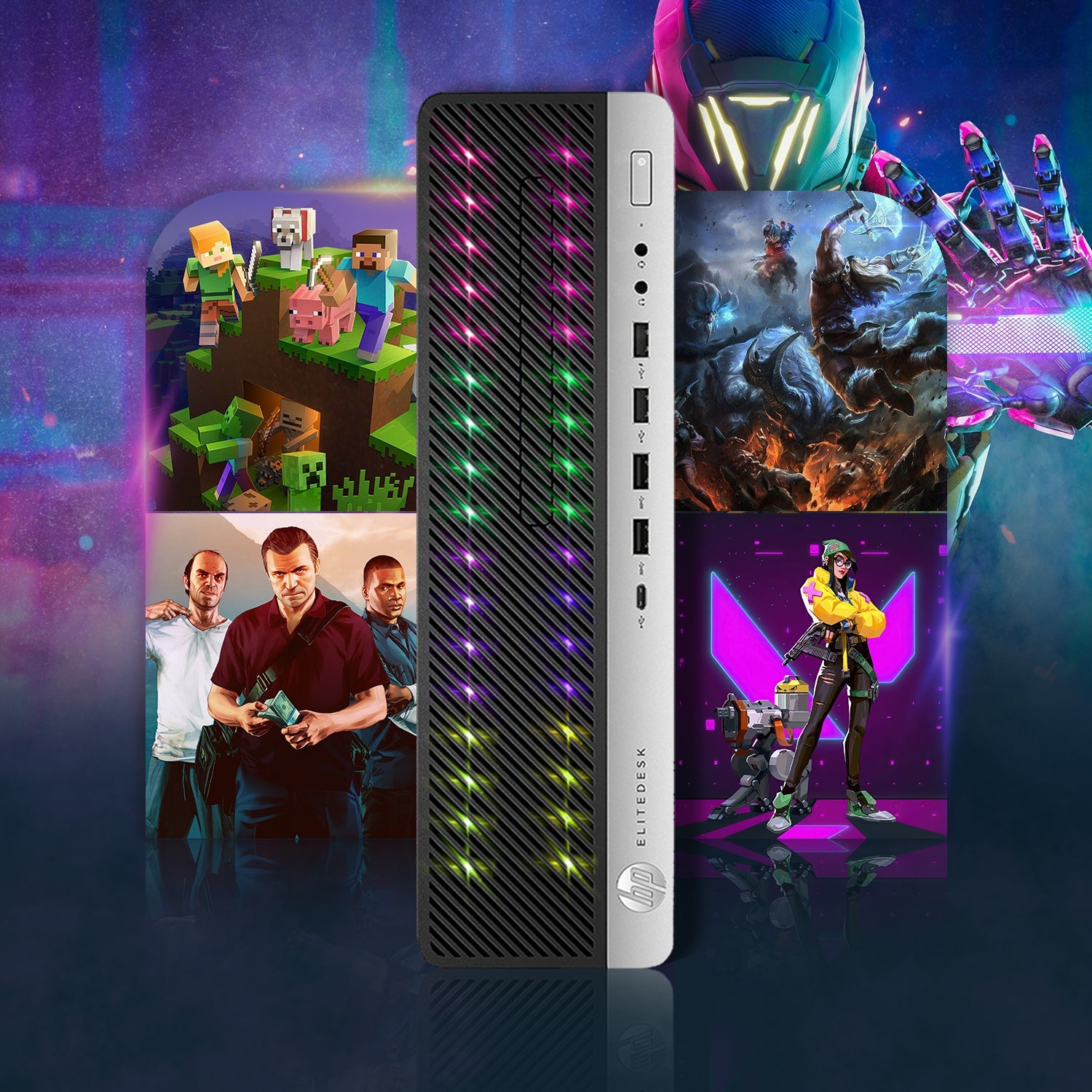 HP EliteDesk RGB Computer Desktop PC, Intel Core i7-6700, 16GB RAM, 512GB NVME SSD, 1TB HDD, Gaming Keyboard & Mouse, WiFi+ Bluetooth, Windows 10 Pro -Refurbished