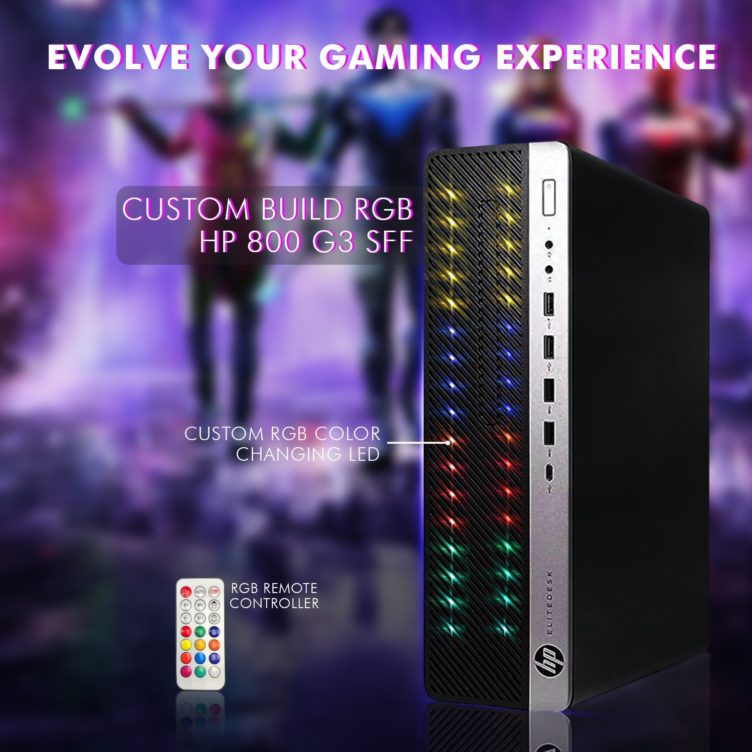 HP EliteDesk RGB Computer Desktop PC, Intel Core i7-6700, 16GB RAM, 512GB NVME SSD, 1TB HDD, Gaming Keyboard & Mouse, WiFi+ Bluetooth, Windows 10 Pro -Refurbished