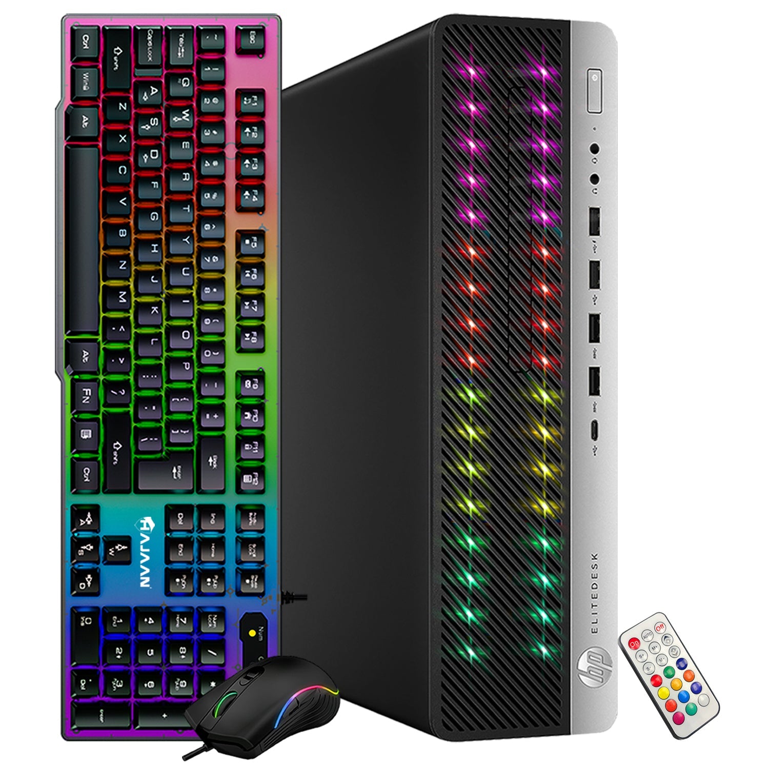 HP EliteDesk RGB Computer Desktop PC, Intel Core i7-6700, 16GB RAM, 512GB NVME SSD, 1TB HDD, Gaming Keyboard & Mouse, WiFi+ Bluetooth, Windows 10 Pro -Refurbished