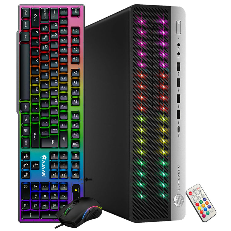 HP EliteDesk RGB Computer Desktop PC, Intel Core i7-6700, 16GB RAM, 512GB NVME SSD, 1TB HDD, Gaming Keyboard & Mouse, WiFi+ Bluetooth, Windows 10 Pro -Refurbished