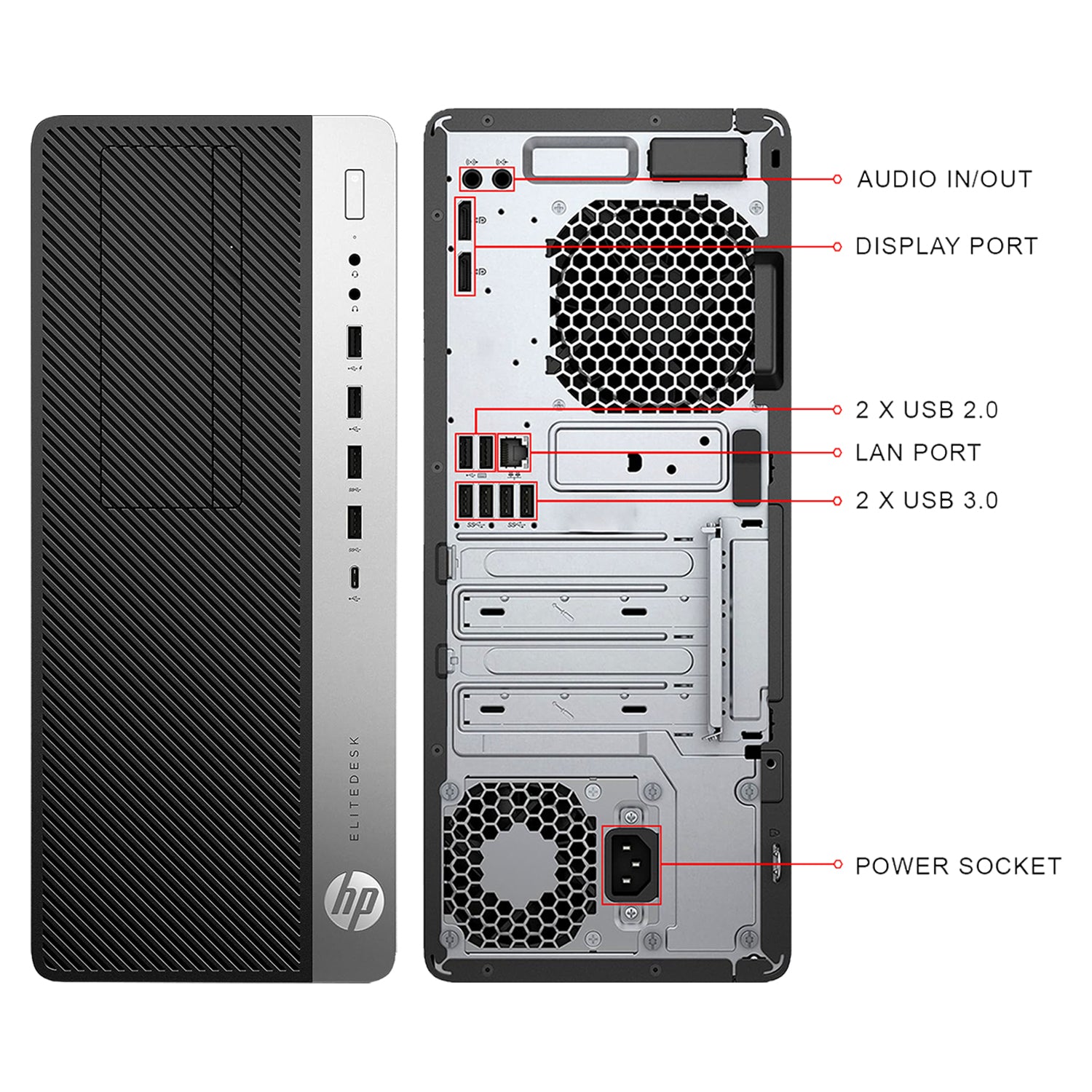 HP EliteDesk 800 G3 Desktop Tower High Performance PC (Intel Core i5 7th Gen Processor / 16GB - 32GB DDR4 RAM / 512GB - 2TB SSD / Windows 10 Pro) Wireless Keyboard and Mouse - Refurbished
