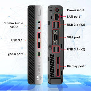 HP EliteDesk 800 G5 Tiny High Performance Desktop PC (Intel Core i5 - 9th Gen Processor / 16GB DDR4 RAM / 512GB SSD / Windows 11 Pro) Wireless Keyboard and Mouse - Refurbished