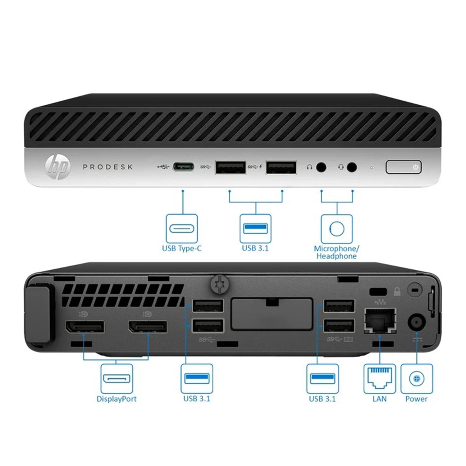 HP ProDesk 600 G5 Tiny Desktop Computer PC, Intel Core i5/i7 - 9th Gen Processor, 16GB - 32GB DDR4 RAM, 512GB - 2TB SSD, Windows 11 Pro, Wireless Keyboard and Mouse - Refurbished