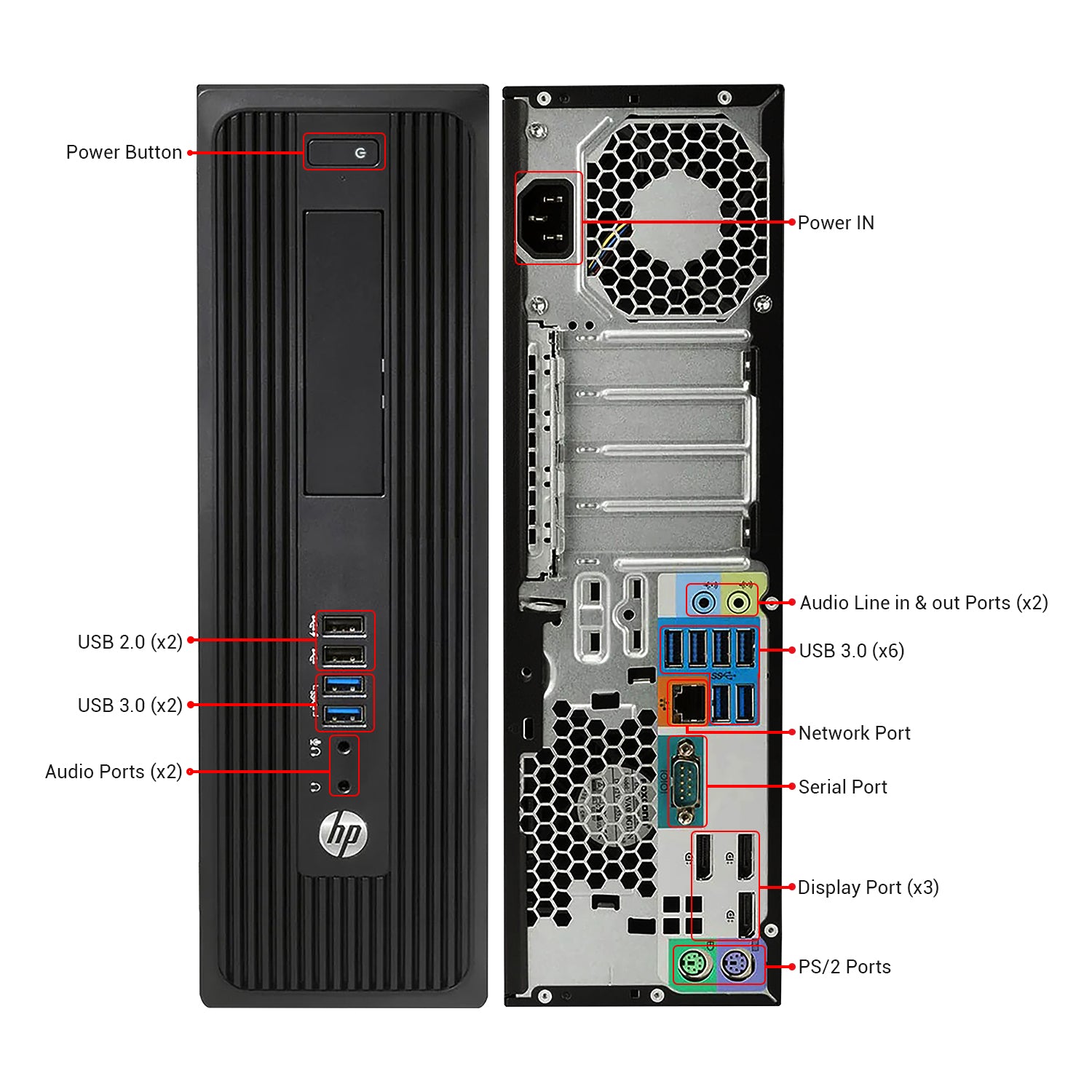 HP Z240 Workstation SFF Desktop PC - Intel Core i5 - 6th Gen Up to 3.60 GHz Processor, 16GB DDR4 RAM, 512GB - 1TB SSD, Windows 10 Pro, New 24/27 inch FHD Monitor, RGB Speaker / SoundBar / Headset - Refurbished