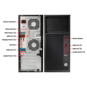 HP Z240 Workstation Tower PC, Intel Core i5/ i7 - 6th Gen Processor, 16GB - 32GB DDR4 RAM, 256GB - 1TB SSD, Windows 10 Pro, Keyboard Mouse - Refurbished