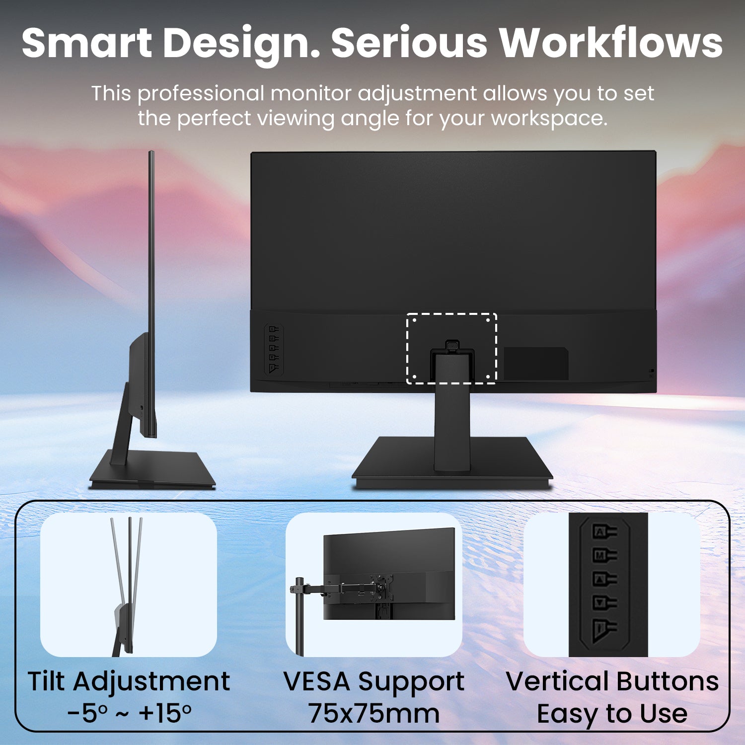 HAJAAN S2225V - 22 Inch FHD Flat Monitor - 75Hz Refresh Rate, Anti-Flicker Technology With Tilt Adjustment, for Office & Home Use, HDMI | VGA - 1Year Warranty