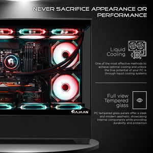 HAJAAN SuperX Liquid Cooled Gaming PC Tower Desktop - MSI 27-inch Curved Gaming Monitor Combo -  32GB DDR4 RAM - 1TB NVMe SSD - Wifi 6 - Bluetooth - Windows 11 Pro