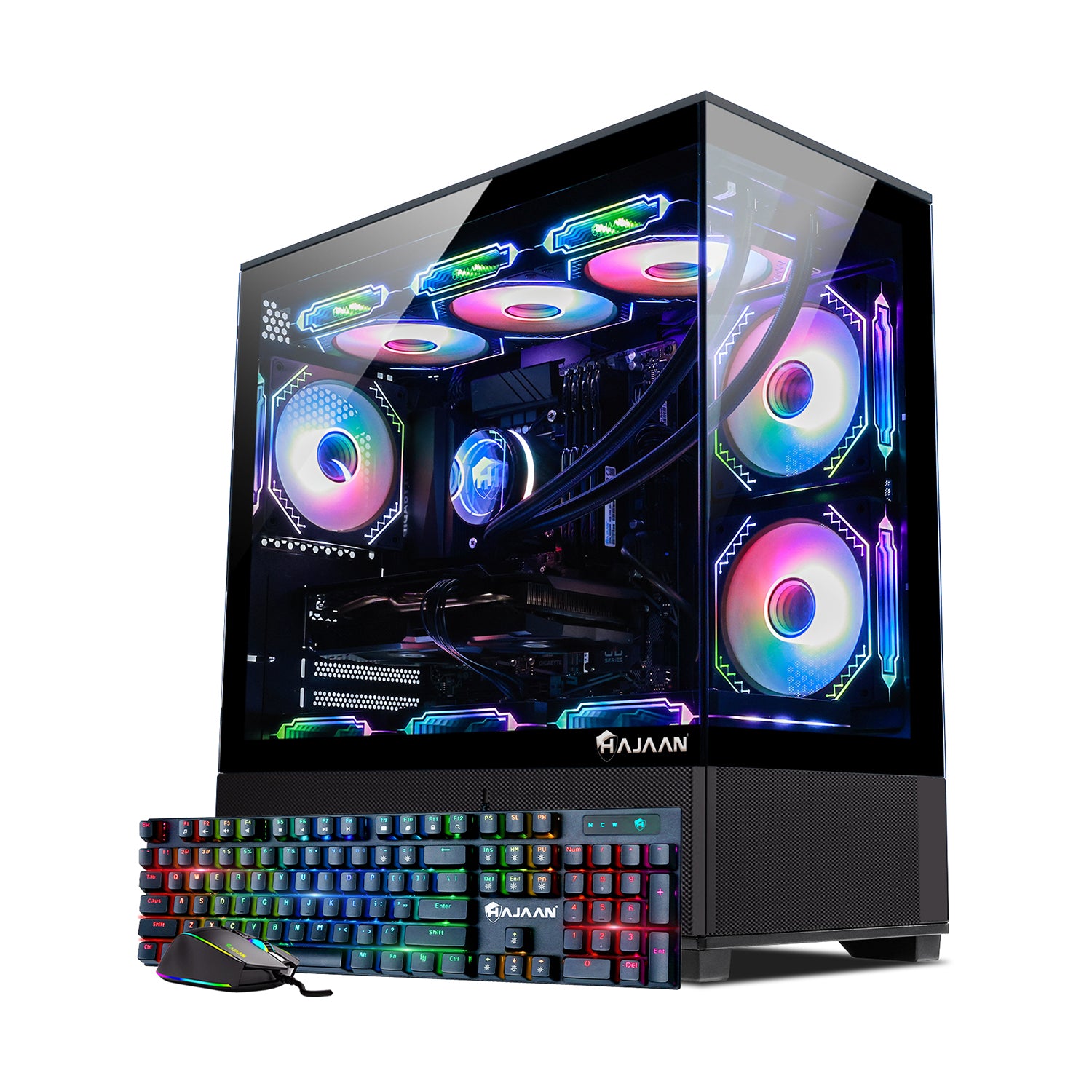 HAJAAN SuperX Liquid Cooled Gaming PC Tower Desktop - 32GB DDR4 RAM - 1TB NVMe SSD - Wifi 6 - Bluetooth - Windows 11 Pro