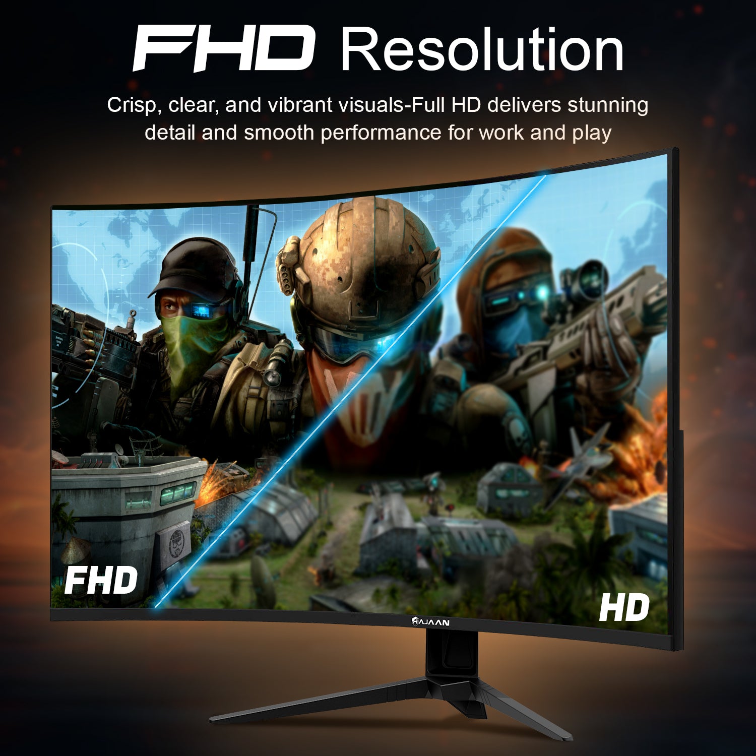 HAJAAN 27 Inch FHD Curved Gaming Monitor with RGB Backlight - 200Hz Refresh Rate | VA Panel With Wall Mount Support | HDMI, DP, USB Port - (X2725C)
