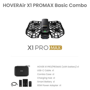 HoverAir X1 PROMAX Basic Combo Drone - 8K Self-Flying Pocket-Sized, Under 192g Foldable Design, 16-Max Flight Time, Black (SP06H008)